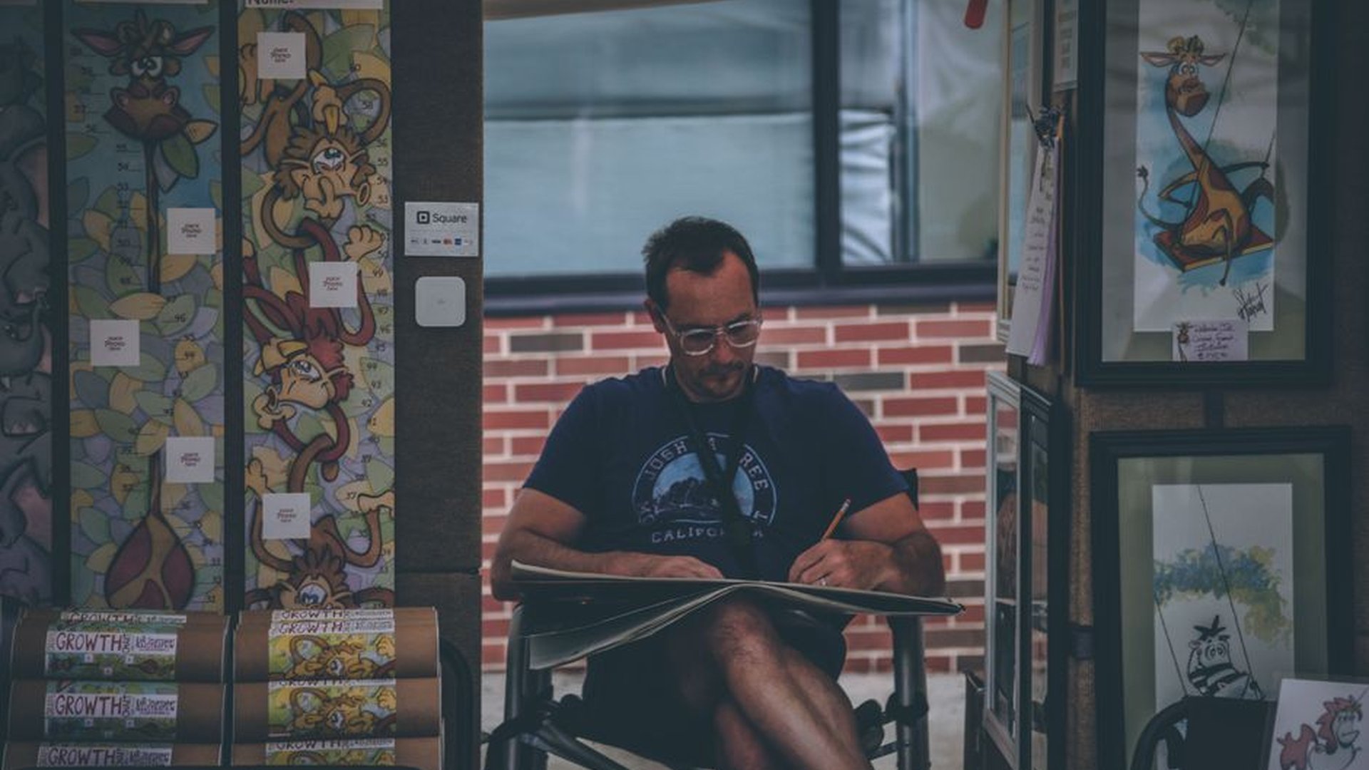 smart glasses designer sketching city street weara